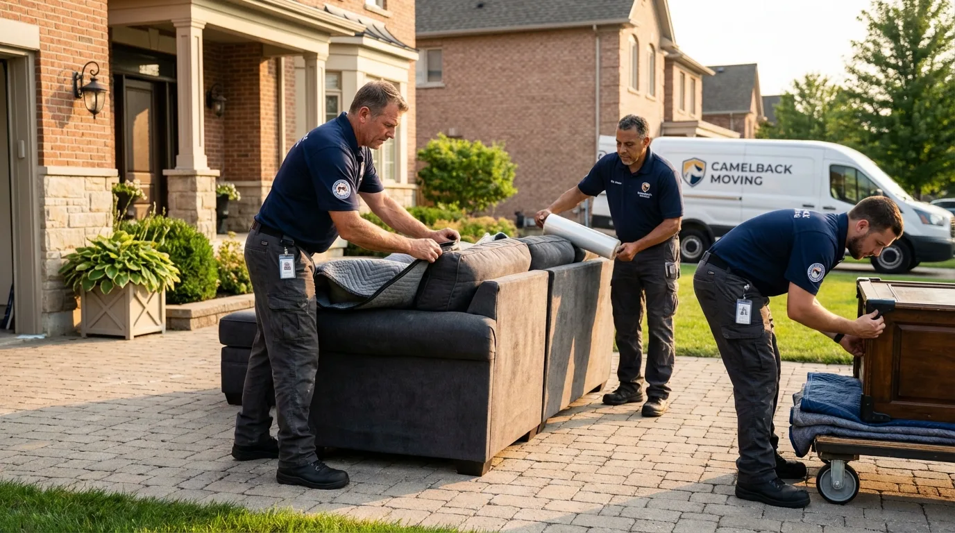 Large estate moving crew wrapping furniture in Conehatta, MS